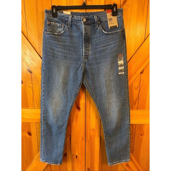 Levi’s 501 Skinny Men’s Medium Wash Button Fly Jeans NWT Size 32x28 (5524) - Picture 1 of 9